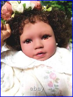 Reborn baby African American Ethnic, Hand Painted & Rooted Hair- Chest Opening