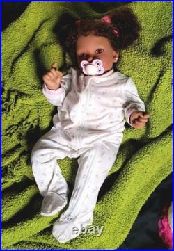 Reborn baby African American Ethnic, Hand Painted & Rooted Hair- Chest Opening