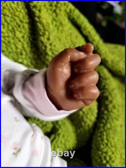 Reborn baby African American Ethnic, Hand Painted & Rooted Hair- Chest Opening