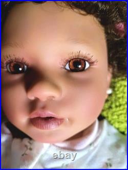 Reborn baby African American Ethnic, Hand Painted & Rooted Hair- Chest Opening