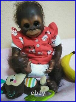 Reborn baby Monkey Chimp/? Orangutan 16' preemie Ape Doll Therapy Doll
