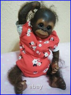 Reborn baby Monkey Chimp/? Orangutan 16' preemie Ape Doll Therapy Doll
