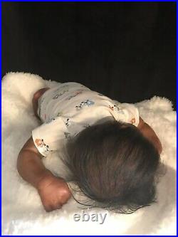 Reborn baby boy sleeping doll newborn ethnic biracial AA OOAK