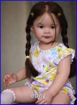 Rebornn Baby Doll 30inch Prertty Toddler Girl Rooted Soft Hair Painted Vinyl Toy