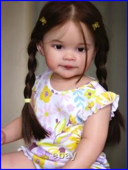 Rebornn Baby Doll 30inch Prertty Toddler Girl Rooted Soft Hair Painted Vinyl Toy