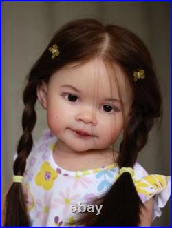 Rebornn Baby Doll 30inch Prertty Toddler Girl Rooted Soft Hair Painted Vinyl Toy