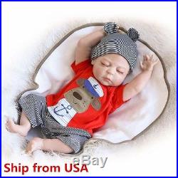 SHIP FROM USA Lifelike Full Silicone Reborn Sleeping Boy Doll Newborn Baby 22