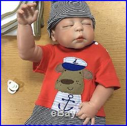 SHIP FROM USA Lifelike Full Silicone Reborn Sleeping Boy Doll Newborn Baby 22