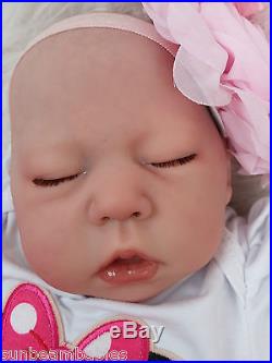 Sunbeambabies Pink Minnie Mouse Tutu Childs Reborn Girl Bald Doll & Baby Bottle