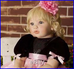 Silicone Reborn Baby Dolls Lifelike gold Full wig Toddler 22 Handmade Vinyl