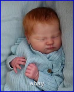 Sleeping Reborn Baby Doll 19inch Newborn Boy Girl Rooted Hair Handmade Toy Gifts