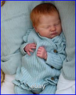 Sleeping Reborn Baby Doll 19inch Newborn Boy Girl Rooted Hair Handmade Toy Gifts