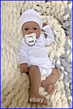 Soft Silicone Reborn Baby Doll Boy 5 lbs Lifelike 18 Floppy Newborn Pacifier