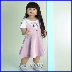 Standing Reborn Toddler Dolls Girl Full Vinyl 28 Realistic Baby Dolls Long Hair