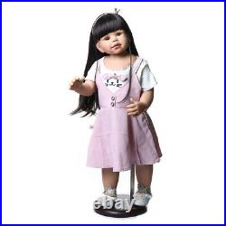 Standing Reborn Toddler Dolls Girl Full Vinyl 28 Realistic Baby Dolls Long Hair