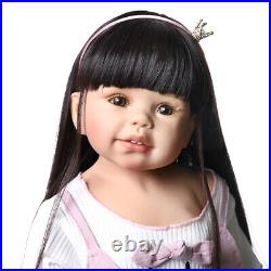 Standing Reborn Toddler Dolls Girl Full Vinyl 28 Realistic Baby Dolls Long Hair