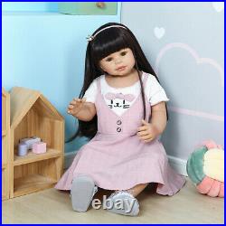 Standing Reborn Toddler Dolls Girl Full Vinyl 28 Realistic Baby Dolls Long Hair