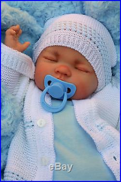 Stunning Reborn Baby Boy Doll Sleeping Spanish Cardigan, Hat, Bootees Molly M153