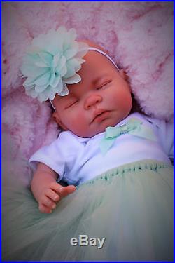 Stunning Reborn Baby Girl Doll Mint Tutu Sleeping Baby Molly M155