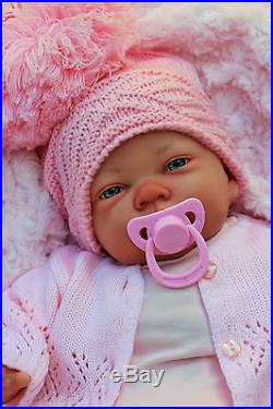 Stunning Reborn Baby Girl Doll Pink Spanish Pom Pom Hat & Dummy Celia C123