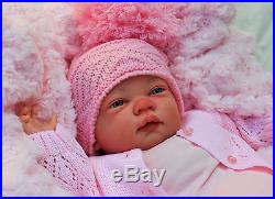 Stunning Reborn Baby Girl Doll Pink Spanish Pom Pom Hat & Dummy Celia C123