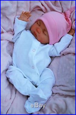 Stunning Reborn Baby Girl Doll Sleeping Baby Knot Hat All In One M200