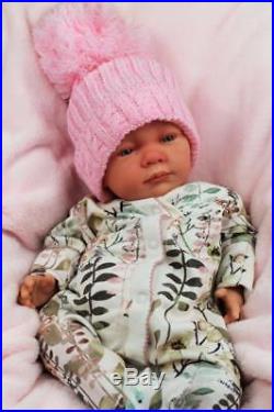 Stunning Rebornopen Eyed Baby Girl Doll In Next All In One Bobble Hat A