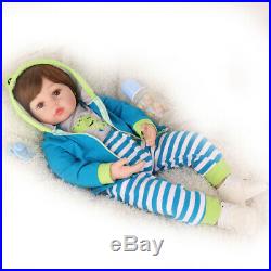 Twins 18 Reborn Baby Dolls 100% Handmade 2 Pcs Clothes Silicone Vinyl Preemie