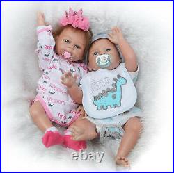 Twins Anatomically Correct Boy and Girl Reborn Baby Dolls Full Body Silicone 20