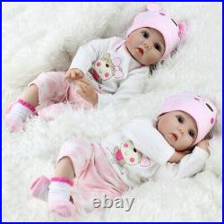 Twins Reborn Baby Dolls 22 Realistic Vinyl Silicone Handmade Newborn Girl Doll