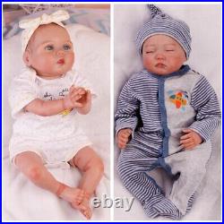 Twins Reborn Baby Dolls Handmade Vinyl Silicone Soft Lifelike Newborn Doll Gift