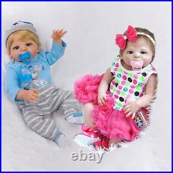 Twins Reborn Baby Dolls Realistic Newborn Doll Full Body Vinyl Silicone Reborns