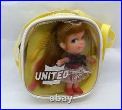 Two Kiddle Clones In Small United Airline Bag Doll Coin Purse 1960s Hard to Find