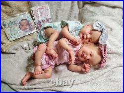 Two Twin Reborn Baby Dolls, Tay Freitas With COA, Stunning Preemie Babies