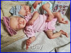 Two Twin Reborn Baby Dolls, Tay Freitas With COA, Stunning Preemie Babies