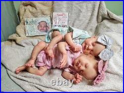 Two Twin Reborn Baby Dolls, Tay Freitas With COA, Stunning Preemie Babies