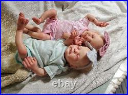 Two Twin Reborn Baby Dolls, Tay Freitas With COA, Stunning Preemie Babies