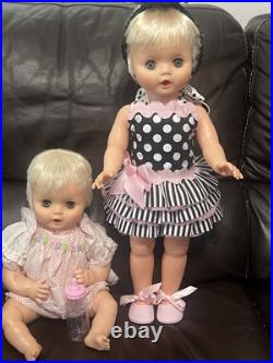 Two Vintage 1960's Sayco Thirstee Clone Dolls 23 Toddler/ 18 Baby Sisters Set Two Vintage 1960's Sayco Thirstee Clone Dolls 23 Toddler/ 18 Baby Sisters Set