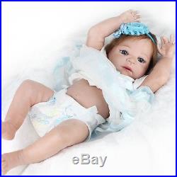 US 22'' Handmade Lifelike Reborn Girls Doll Full Body Vinyl Silicone Baby+Dress