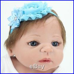 US 22'' Handmade Lifelike Reborn Girls Doll Full Body Vinyl Silicone Baby+Dress