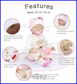 US Stock 22'' Twins Lifelike Newborn Silicone Vinyl Reborn Baby Girl+Boy Dolls