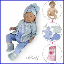 US Stock 22'' Twins Lifelike Newborn Silicone Vinyl Reborn Baby Girl+Boy Dolls