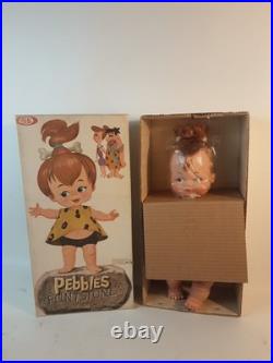 Vintage 1960's Ideal 12 Tiny Pebbles Flintstone Vinyl Doll withBox