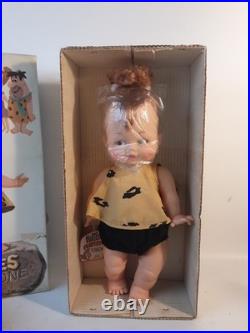 Vintage 1960's Ideal 12 Tiny Pebbles Flintstone Vinyl Doll withBox