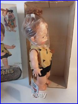Vintage 1960's Ideal 12 Tiny Pebbles Flintstone Vinyl Doll withBox