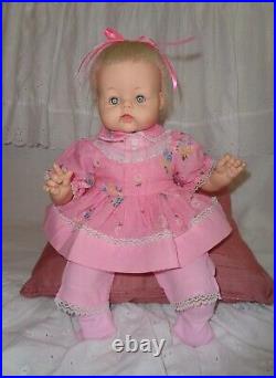 Vintage 1961 Madame Alexander Genuine KITTEN Baby Doll Platinum Pink Dress Set