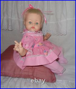 Vintage 1961 Madame Alexander Genuine KITTEN Baby Doll Platinum Pink Dress Set