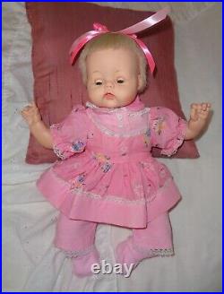 Vintage 1961 Madame Alexander Genuine KITTEN Baby Doll Platinum Pink Dress Set