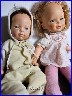 Vintage 1980 Mattel 15 Love N Touch Real Sister & 1979 12 Baby