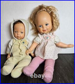 Vintage 1980 Mattel 15 Love N Touch Real Sister & 1979 12 Baby